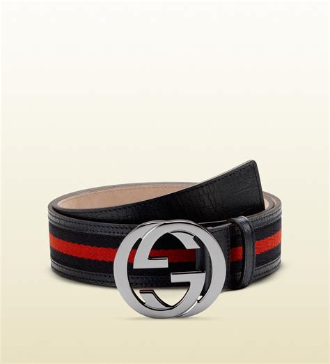 gucci men's web belt with g buckle|men's gucci belt interlocking g's.